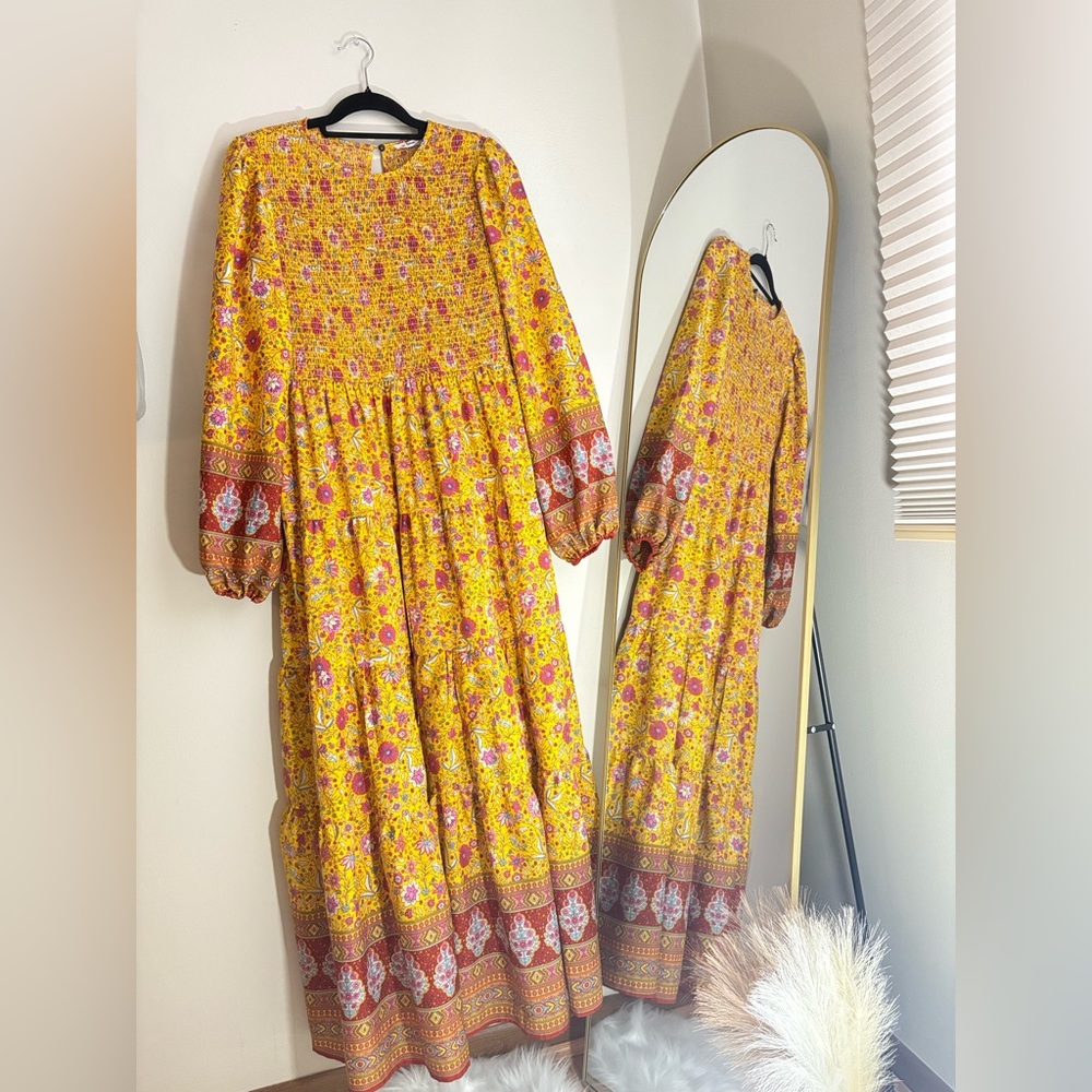 In Bloom Yellow and Pink Floral Dress